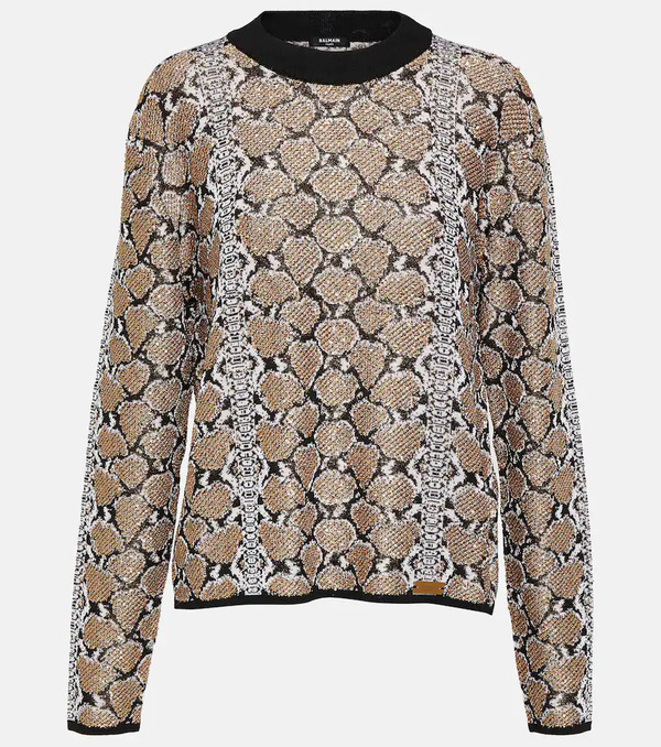  Balmain Balmain Jersey En Jacquard Con Efecto Serpiente 