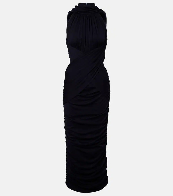  Balmain Balmain Vestido Midi De Lana Dreapeado 