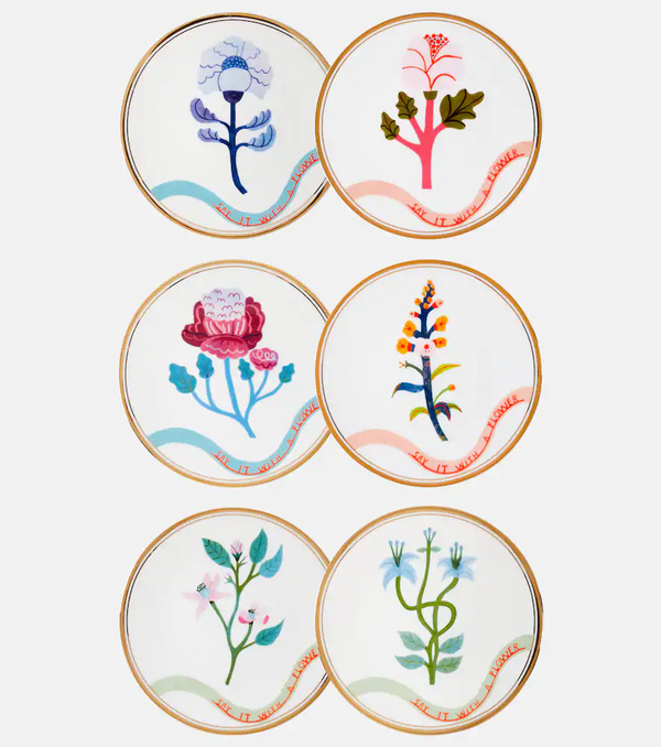  Bitossi Bitossi Set De 6 Platos De Postre Flowers 
