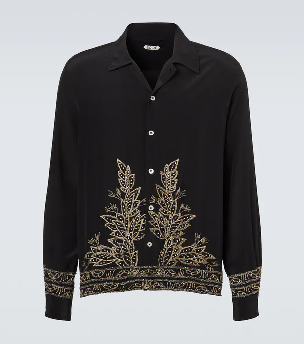  Bode Bode Camisa Beaded Epoque De Seda Adornada 