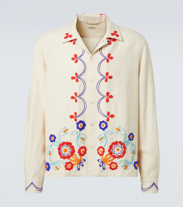  Bode Bode Camisa Garden Party De Lino Con Cuentas 