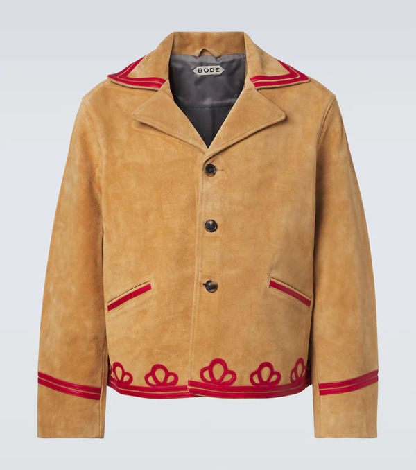  Bode Bode Chaqueta Trefoil De Ante Con Piel 