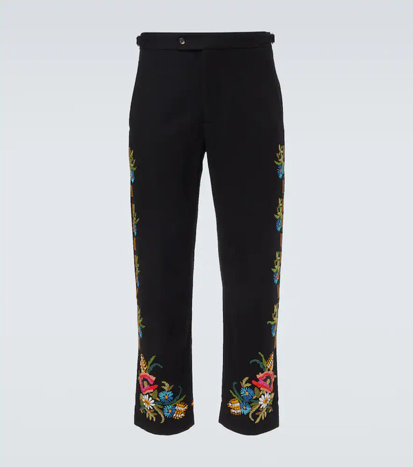  Bode Bode Pantalones Rectos Beaded Aquitaine De Lana 
