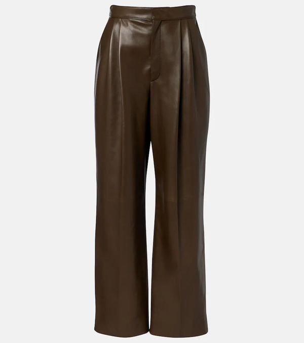  Bottega Veneta Bottega Veneta Pantalones Rectos De Piel Plisados 