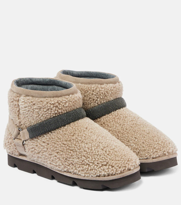  Brunello Cucinelli Brunello Cucinelli Botas De Nieve De Borrego Con Cuentas Monili 