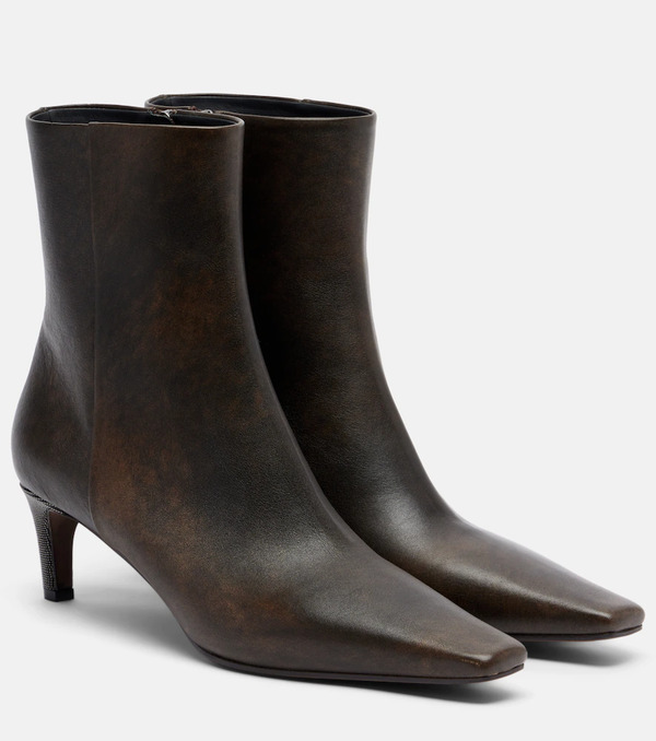  Brunello Cucinelli Brunello Cucinelli Botines De Piel Con Cuentas Monili 