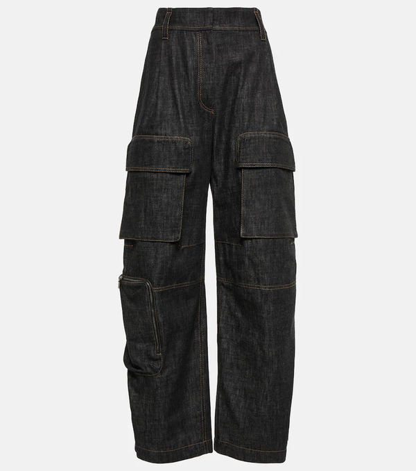  Brunello Cucinelli Brunello Cucinelli Pantalones Cargo Denim De Tiro Alto 