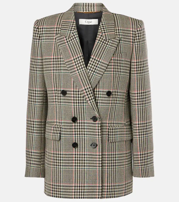  Chloe Chloé Blazer Cruzado De Lana A Cuadros 