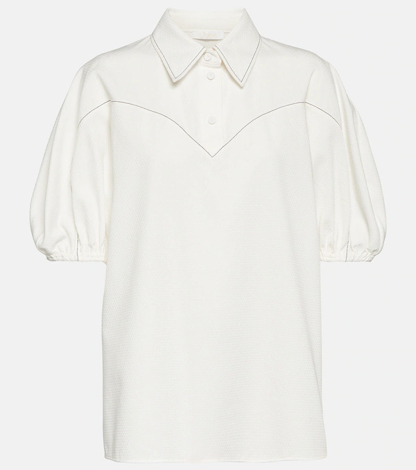  Chloe Chloé Blusa De Algodón Con Mangas Abullonadas 