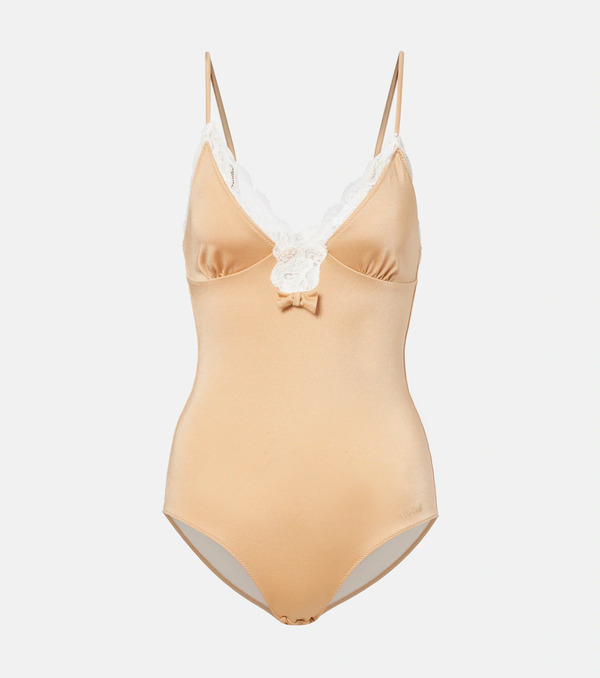  Chloe Chloé Body Con Encaje Y Lazo 