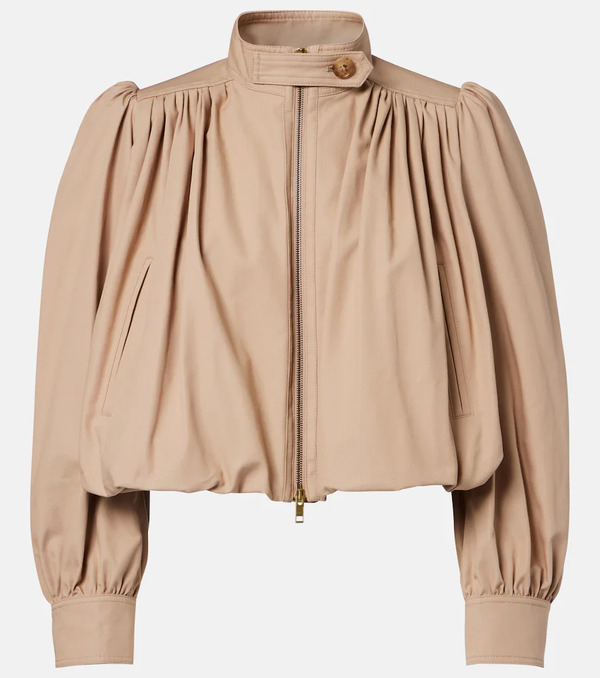  Chloe Chloé Chaqueta Cropped De Lona De Algodón Fruncida 