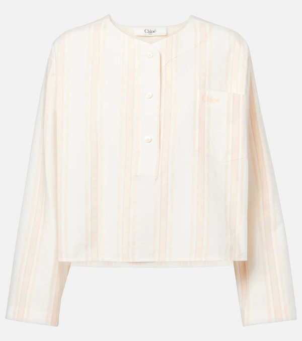  Chloe Chloé Crop Top De Algodón A Rayas 