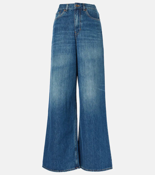  Chloe Chloé Jeans Anchos De Tiro Alto 