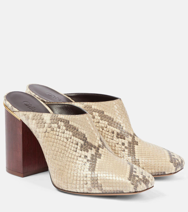  Chloe Chloé Mules Ambre De Piel Grabada 