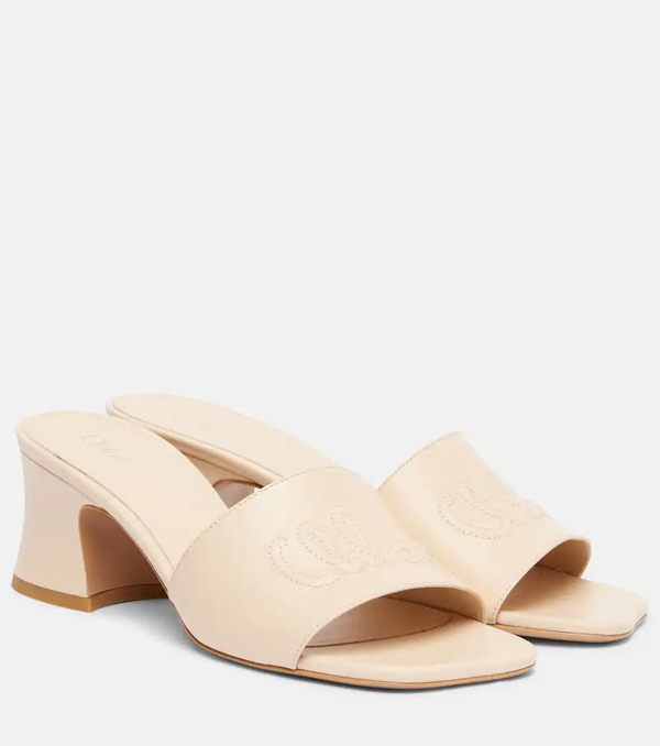  Chloe Chloé Mules 55 Soleil De Piel Con Logo 