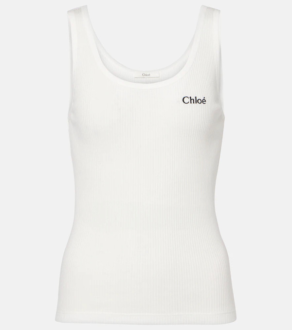  Chloe Chloé Tank Top Acanalado De Algodón 