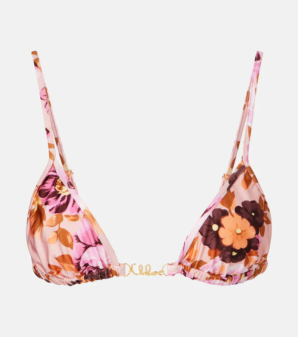  Chloe Chloé Top De Bikini Floral Con Logo 