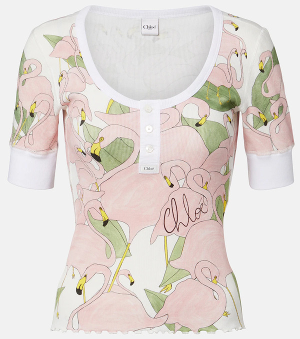  Chloe Chloé Top En Mezcla De Algodón Estampada 