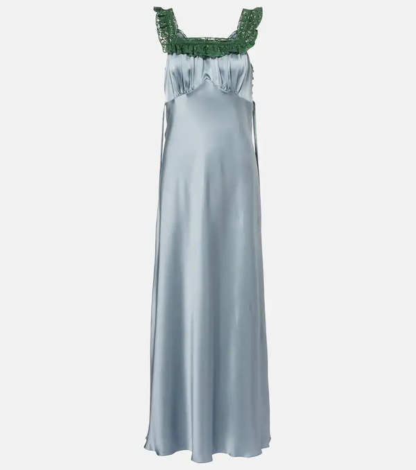  Chloe Chloé Vestido De Satén De Seda Con Encaje 