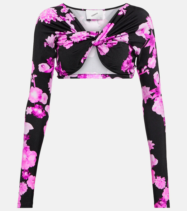  Coperni Coperni Crop Top De Jersey Floral Enroscado 