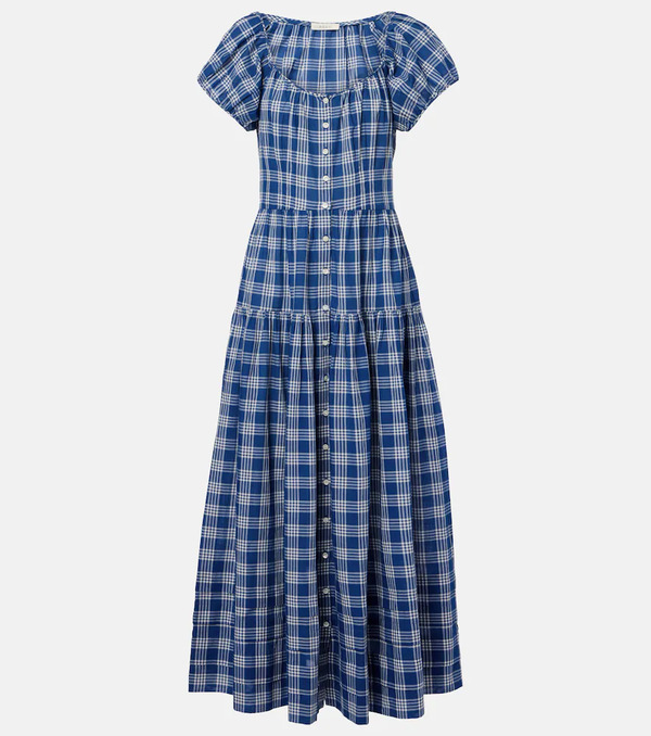  Doen Dôen Vestido Midi Valenne De Algodón A Cuadros 