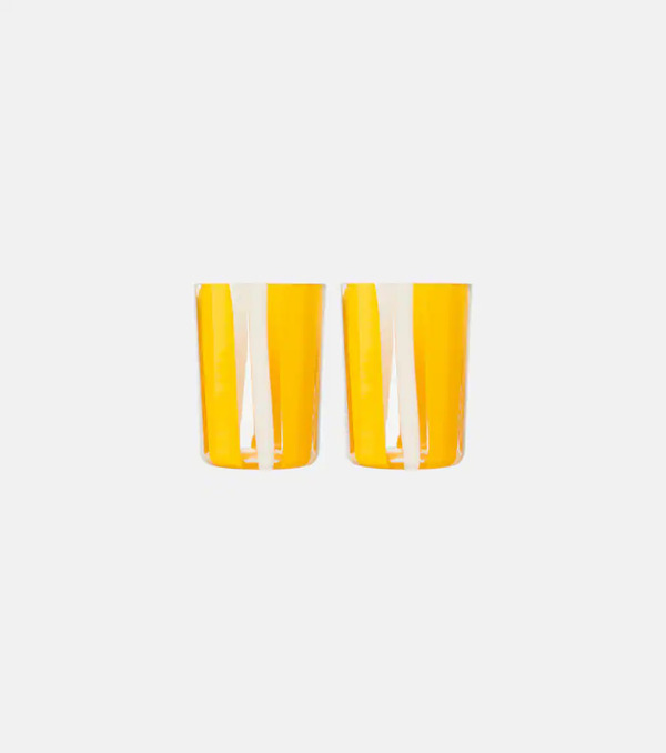  Dolce&gabbana Casa Dolce&gabbana Casa Set De 2 Vasos Taormina De Vidrio A Rayas 