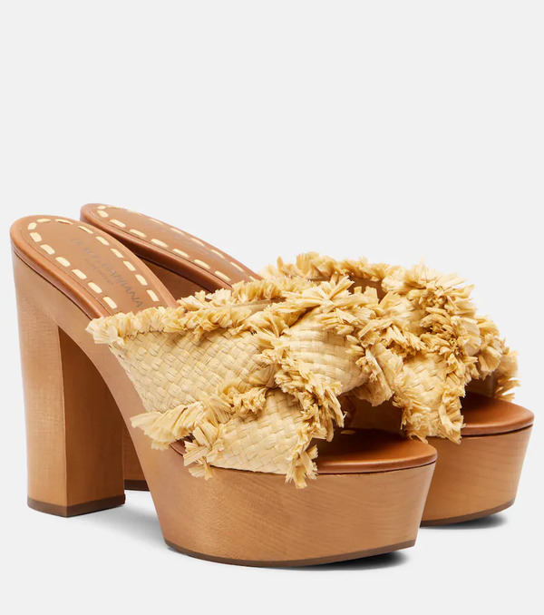  Dolce&gabbana Dolce&gabbana Mules Con Plataforma De Efecto Rafia 