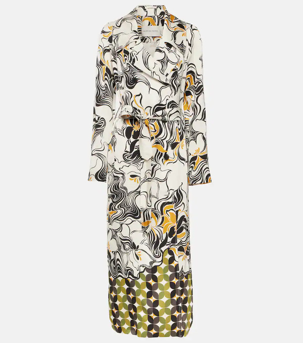  Dries Van Noten Dries Van Noten Abrigo Cruzado De Satén Estampado 