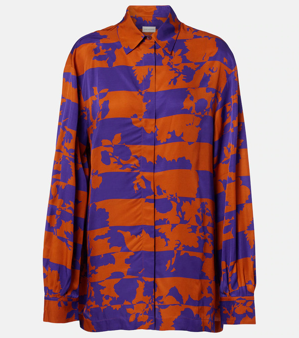  Dries Van Noten Dries Van Noten Camisa Oversized De Satén Estampada 