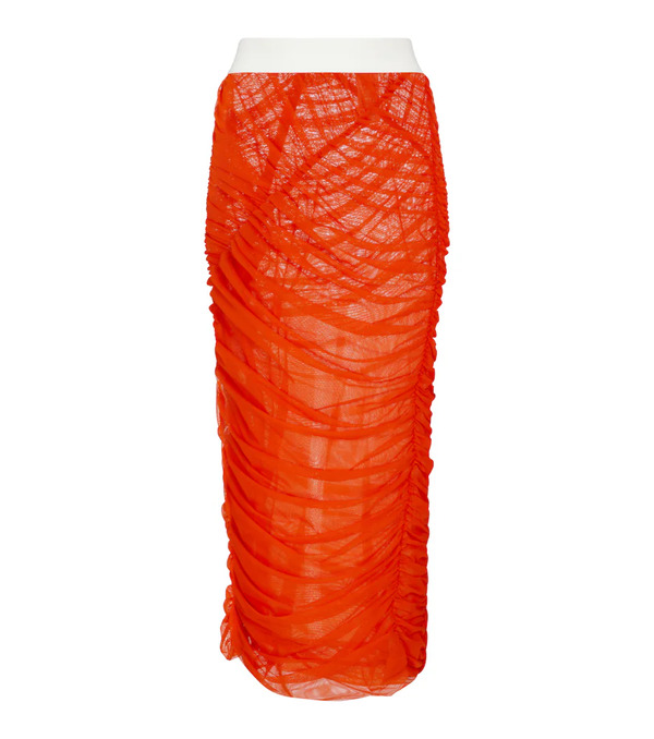  Dries Van Noten Dries Van Noten Falda Midi De Malla Drapeada 