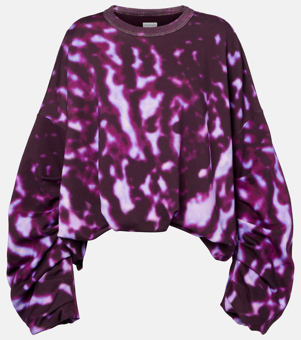  Dries Van Noten Dries Van Noten Sudadera De Algodón Estampada Drapeada 