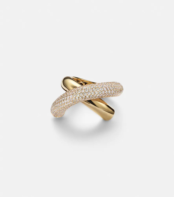  Engelbert Engelbert Anillo Cross Loop Big De Oro De 18 Ct Con Diamantes 