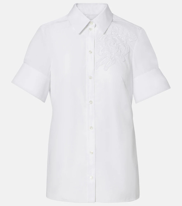  Erdem Erdem Camisa De Popelín De Algodón Bordada 