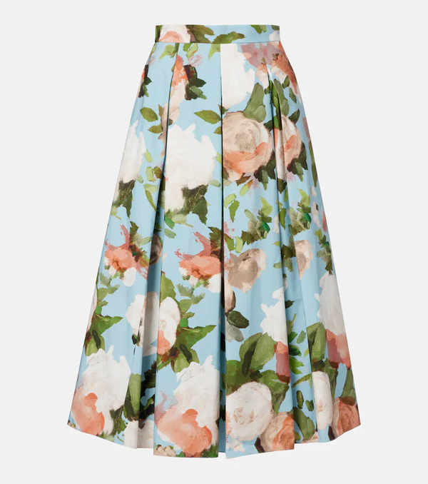  Erdem Erdem Falda Midi De Algodón Floral Plisada 