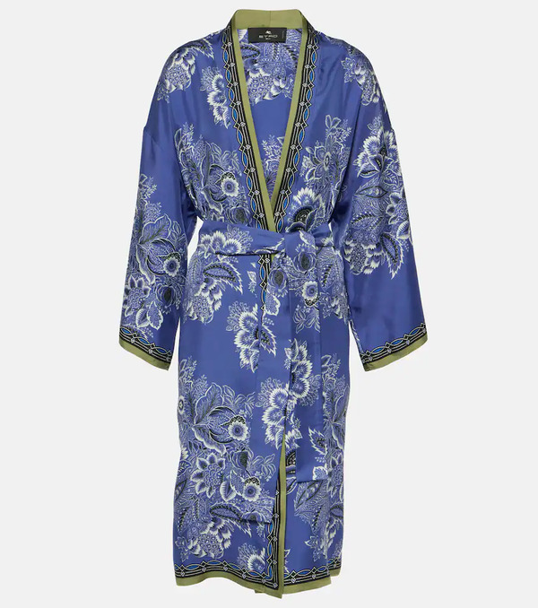  Etro Etro Bata De Sarga De Seda Estampada 