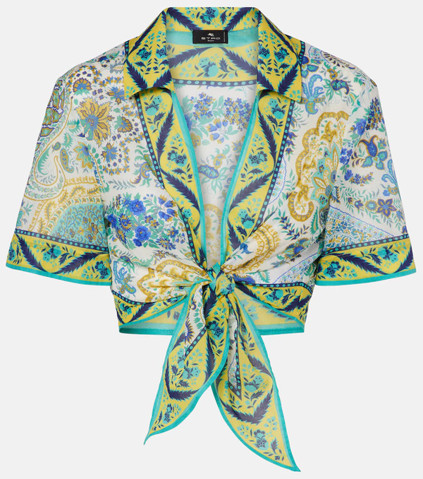  Etro Etro Crop Top De Algodón Floral 