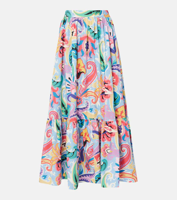  Etro Etro Falda Larga De Algodón Estampada 