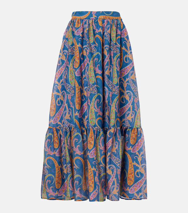  Etro Etro Falda Larga De Algodón Y Seda 