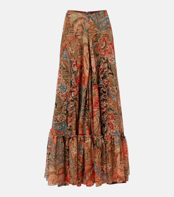  Etro Etro Falda Larga De Seda Estampada 