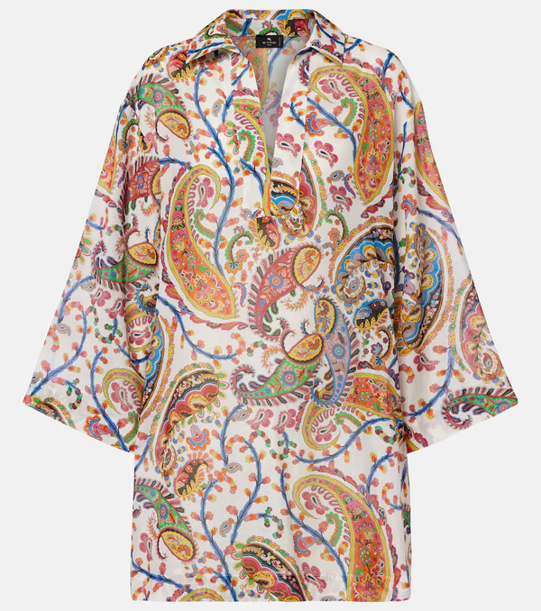  Etro Etro Túnica De Algodón Y Seda Estampada 
