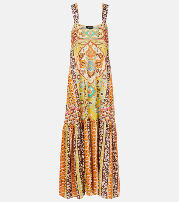  Etro Etro Vestido Largo De Algodón Estampado 