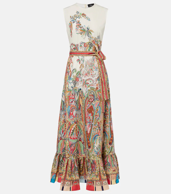  Etro Etro Vestido Largo De Algodón Estampado 