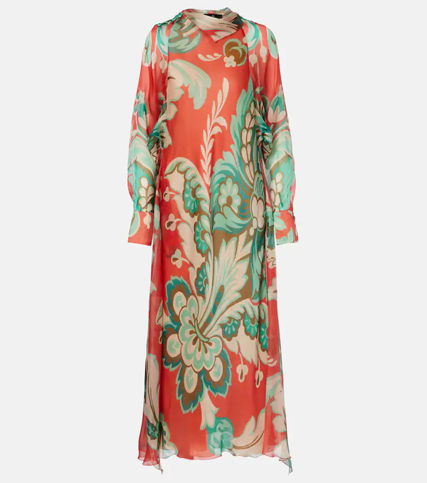 Etro Etro Vestido Largo De Seda Estampado 