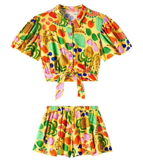  Fabula Fábula Set De Top Y Shorts De Algodón Estampado 