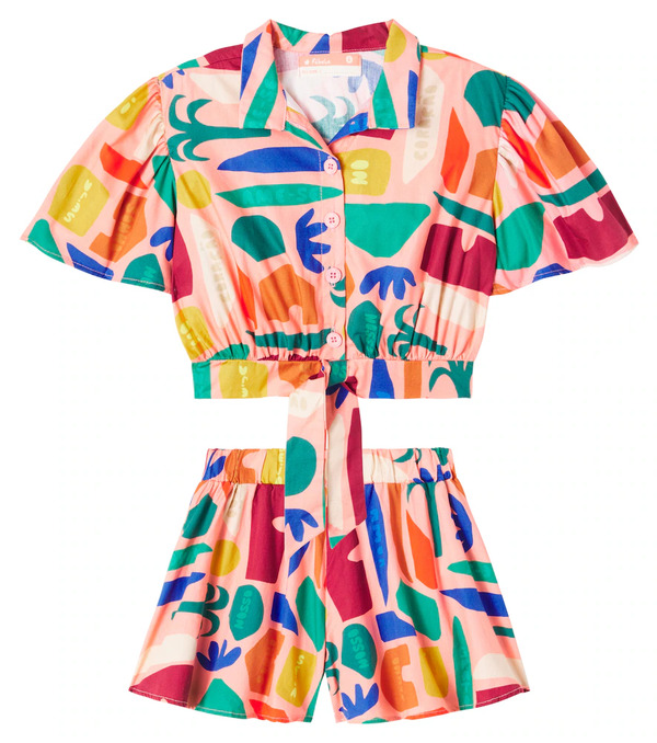  Fabula Fábula Set De Top Y Shorts De Algodón Estampado 