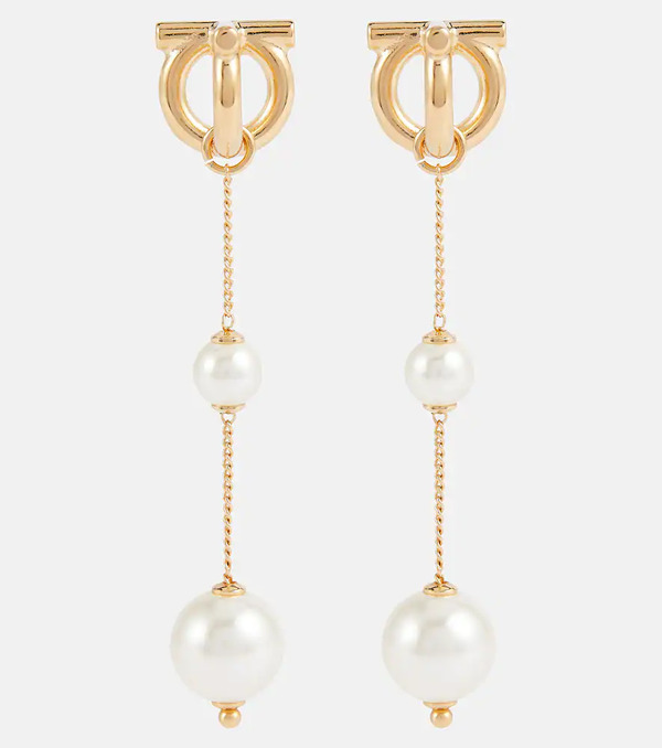  Ferragamo Ferragamo Pendientes Gancini De Perlas Sintéticas 