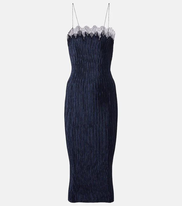  Fforme Fforme Vestido Midi Lumi Plisado Con Encaje 
