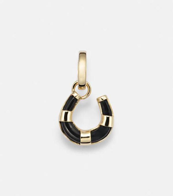  Foundrae Foundrae Colgante Protection Horseshoe Miniature De Oro De 18 Ct Con ónix 