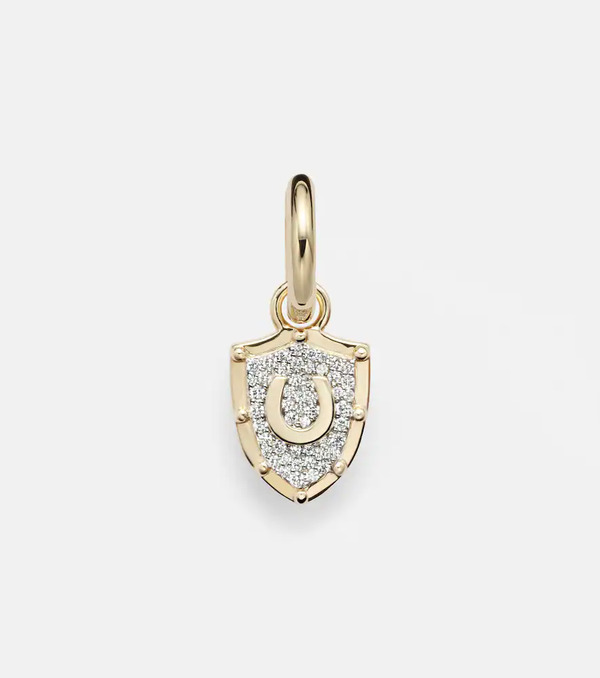  Foundrae Foundrae Pendiente Individual Protection Petite Chubby De Oro De 18 Ct Con Diamantes 