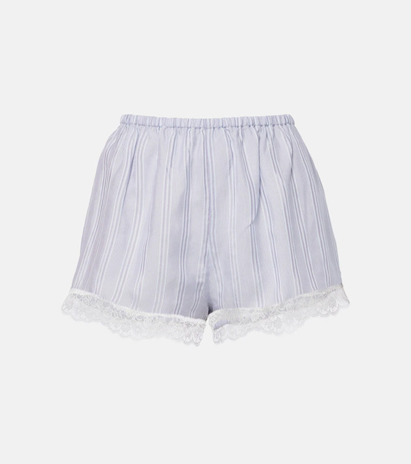  Frame Frame Shorts De Seda A Rayas Con Encaje 